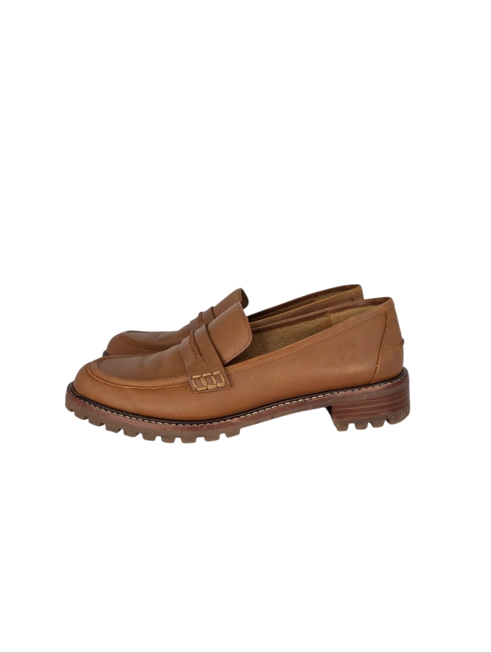 Madewell The Corinne Lugsole Loafer in Maple Brown Leather Women's Sz 9.5